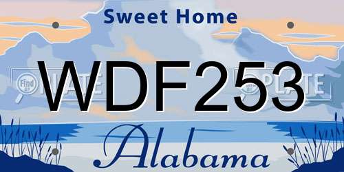 WDF253 Alabama License Plate