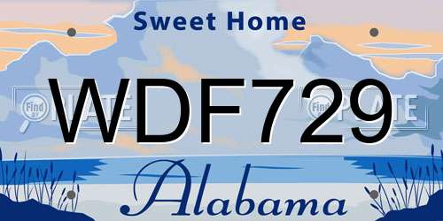 WDF729 Alabama License Plate
