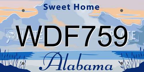 WDF759 Alabama License Plate