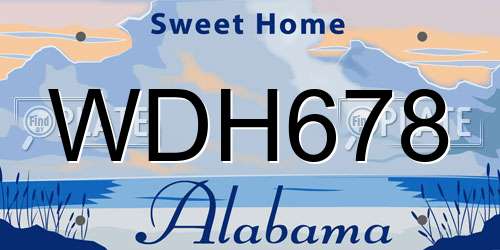 WDH678 Alabama License Plate