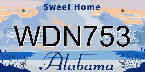 WDN753 Alabama License Plate