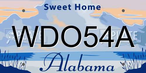 WDO54A Alabama License Plate