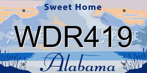 WDR419 Alabama License Plate
