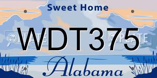 WDT375 Alabama License Plate