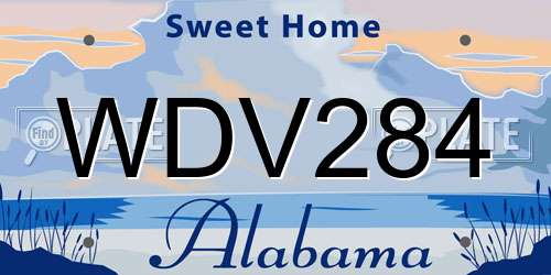 WDV284 Alabama License Plate