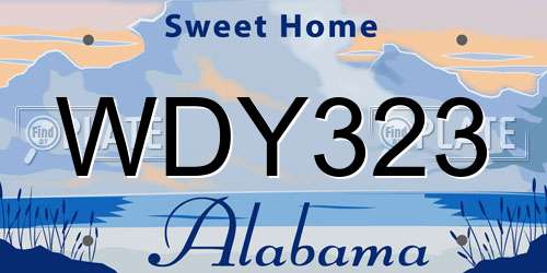 WDY323 Alabama License Plate