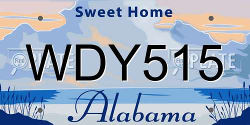 WDY515 Alabama License Plate