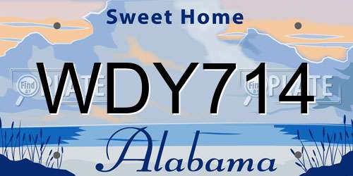 WDY714 Alabama License Plate