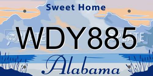 WDY885 Alabama License Plate