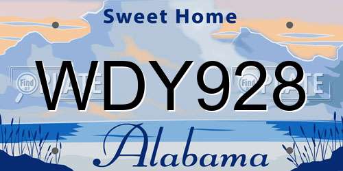 WDY928 Alabama License Plate