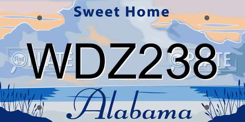 WDZ238 Alabama License Plate