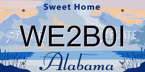 WE2B0I Alabama License Plate