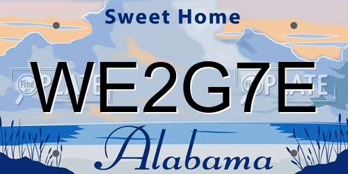 WE2G7E Alabama License Plate