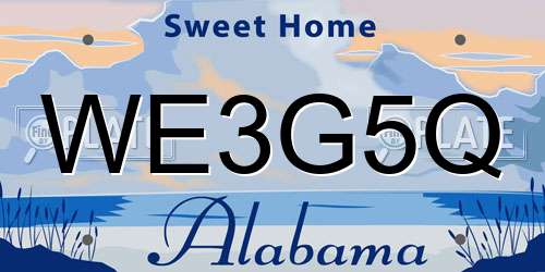 WE3G5Q Alabama License Plate
