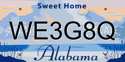 WE3G8Q Alabama License Plate