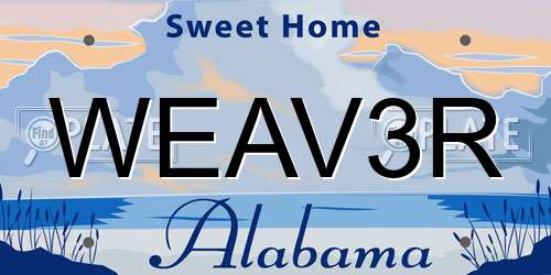 WEAV3R Alabama License Plate