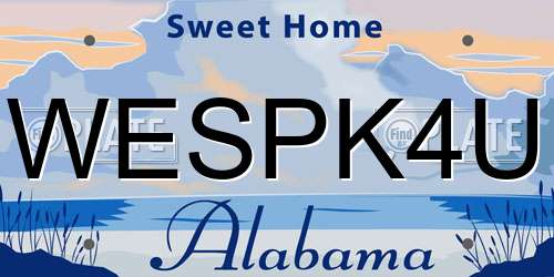 WESPK4U Alabama License Plate