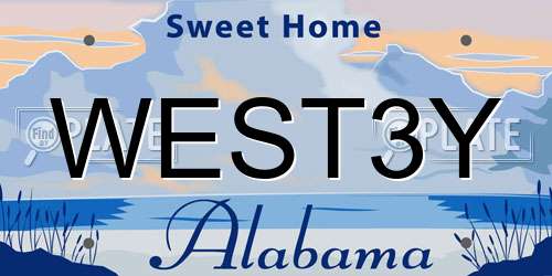 WEST3Y Alabama License Plate