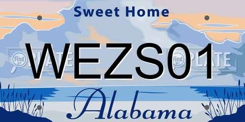 WEZS01 Alabama License Plate