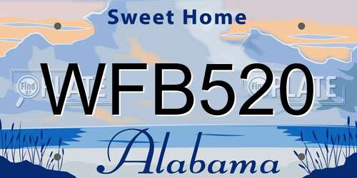 WFB520 Alabama License Plate