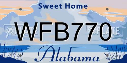 WFB770 Alabama License Plate