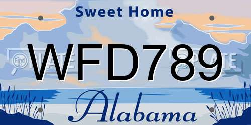 WFD789 Alabama License Plate