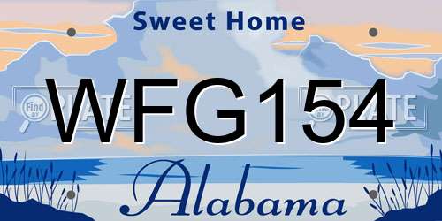 WFG154 Alabama License Plate