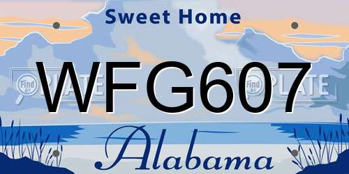WFG607 Alabama License Plate