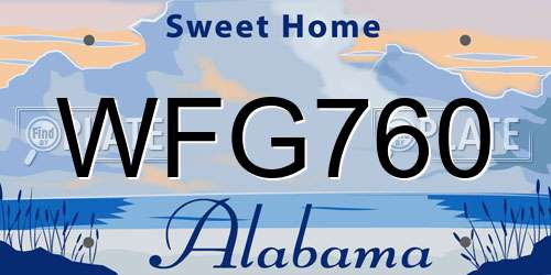 WFG760 Alabama License Plate