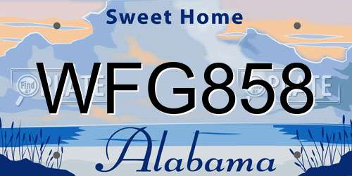 WFG858 Alabama License Plate