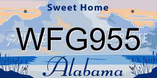 WFG955 Alabama License Plate