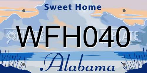 WFH040 Alabama License Plate