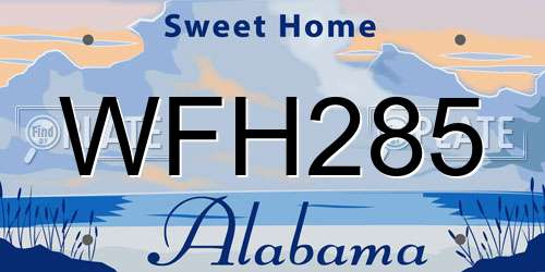 WFH285 Alabama License Plate
