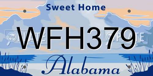 WFH379 Alabama License Plate