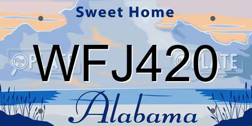 WFJ420 Alabama License Plate