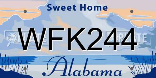 WFK244 Alabama License Plate