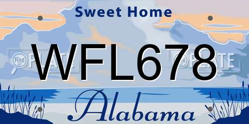 WFL678 Alabama License Plate