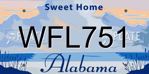 WFL751 Alabama License Plate