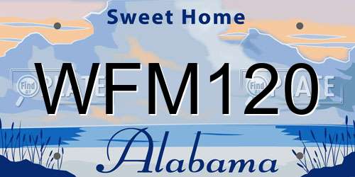 WFM120 Alabama License Plate