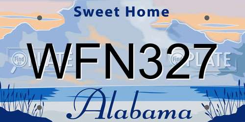 WFN327 Alabama License Plate