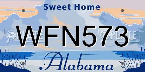 WFN573 Alabama License Plate