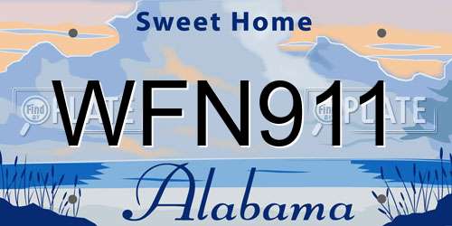 WFN911 Alabama License Plate
