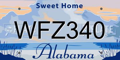 WFZ340 Alabama License Plate
