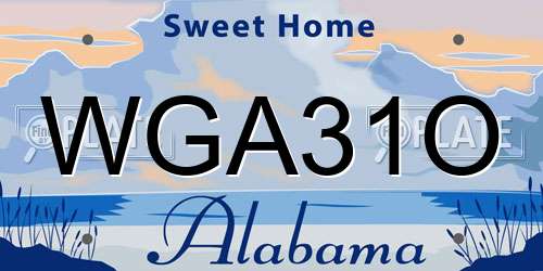 WGA31O Alabama License Plate