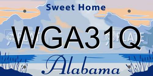 WGA31Q Alabama License Plate