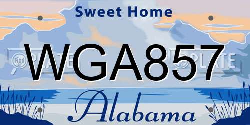 WGA857 Alabama License Plate