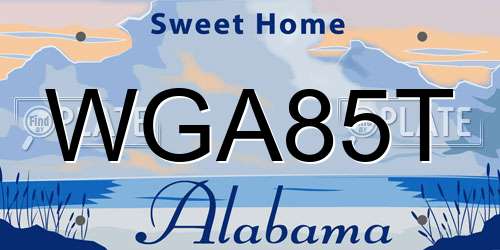 WGA85T Alabama License Plate