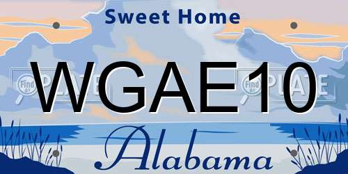WGAE10 Alabama License Plate