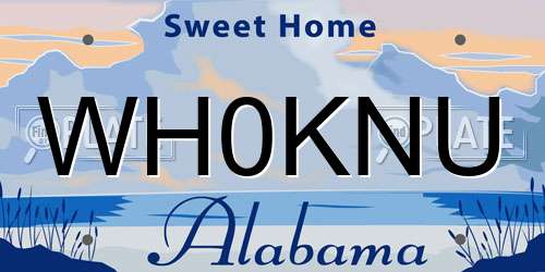 WH0KNU Alabama License Plate