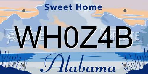 WH0Z4B Alabama License Plate